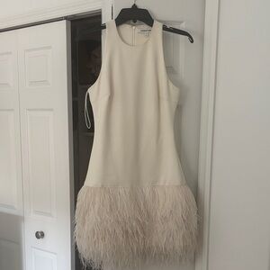 Elizabeth and James Cream Feather Mini Dress